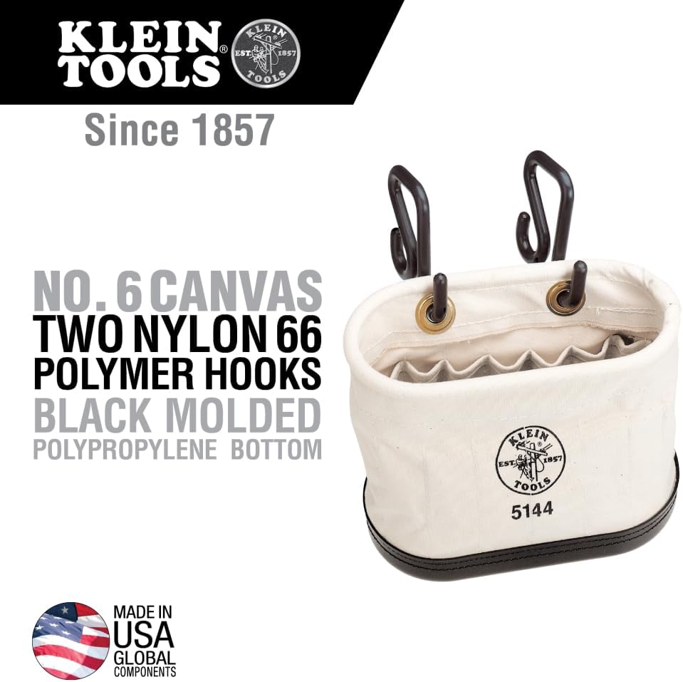 KLEIN TOOLS 5144 - Secchio ovale con 15 tasche, con ganci, colore: Naturale - immagine 2