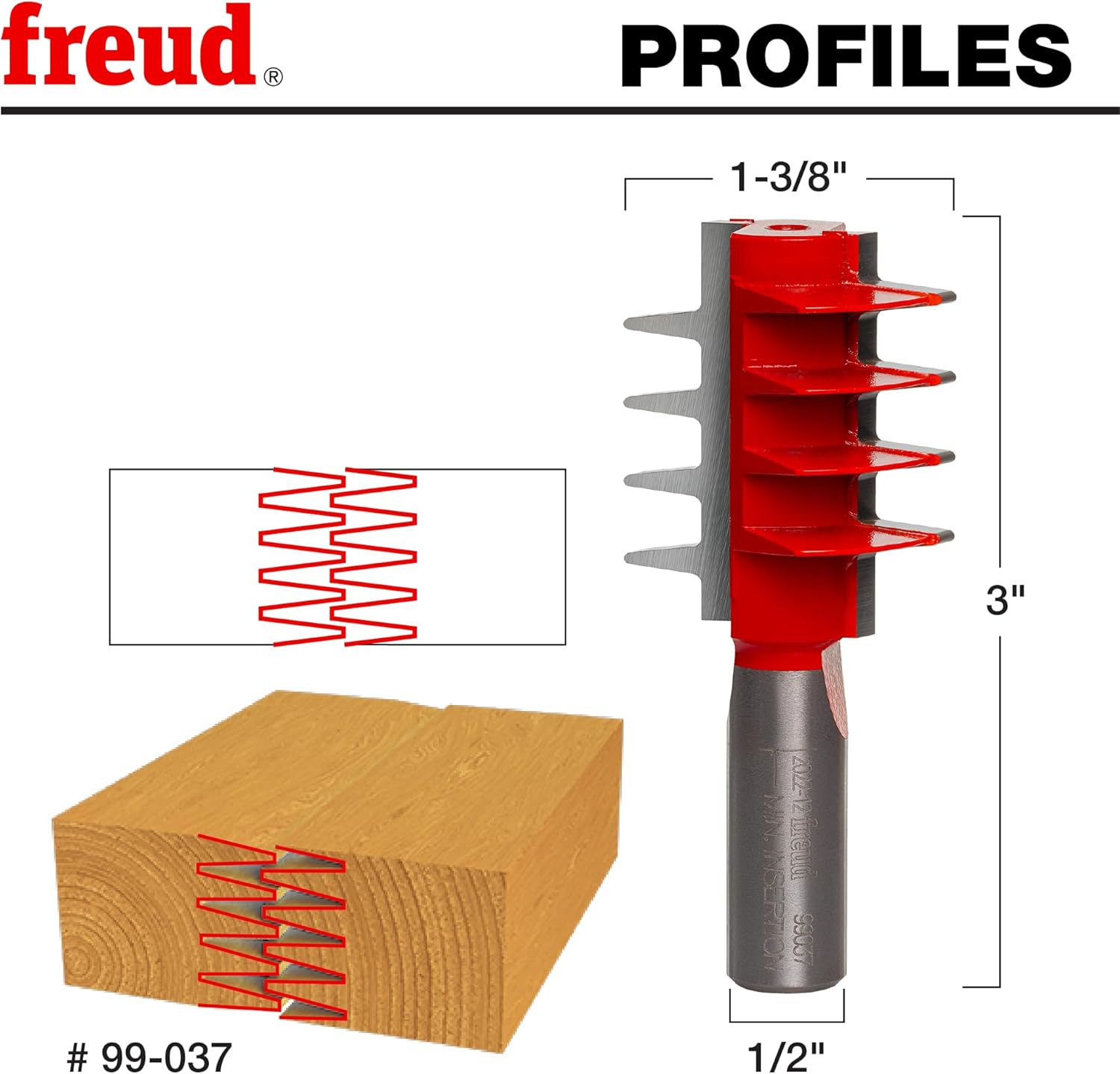Freud 99 – 037: 1-3/8" (Dia.) Finger Joint Bit con codolo 1/2" - immagine 2