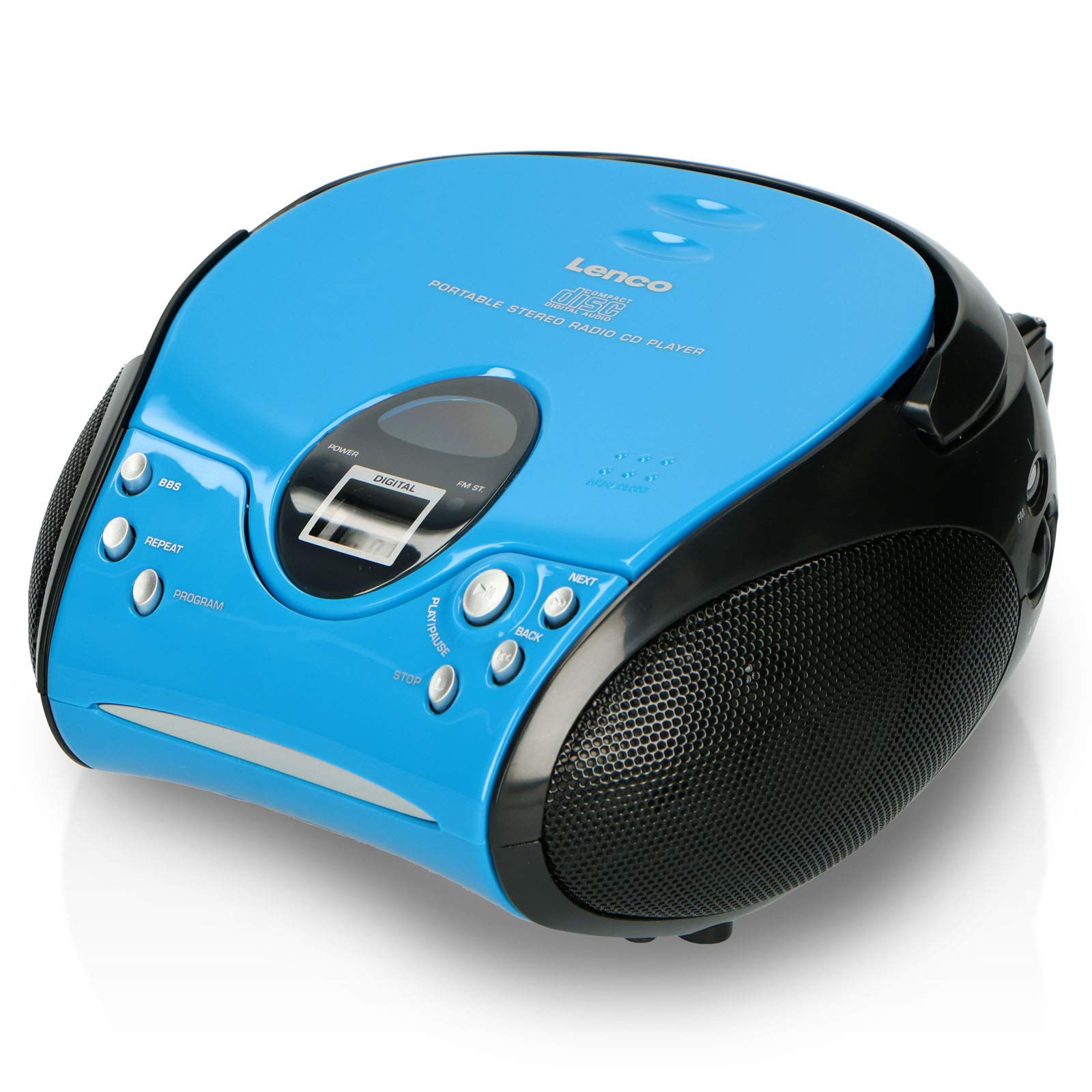 Lenco SCD-24 Stereo Boombox, Radio FM, CD-Player, Blu/Nero