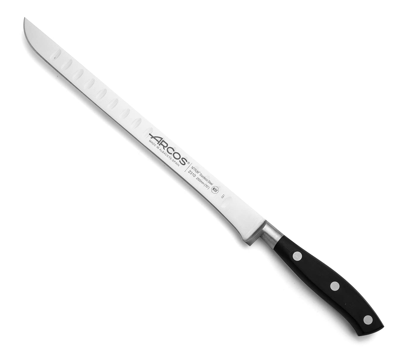 Arcos Coltello Jamonero con Alveoli - Lama 250 mm, Nero