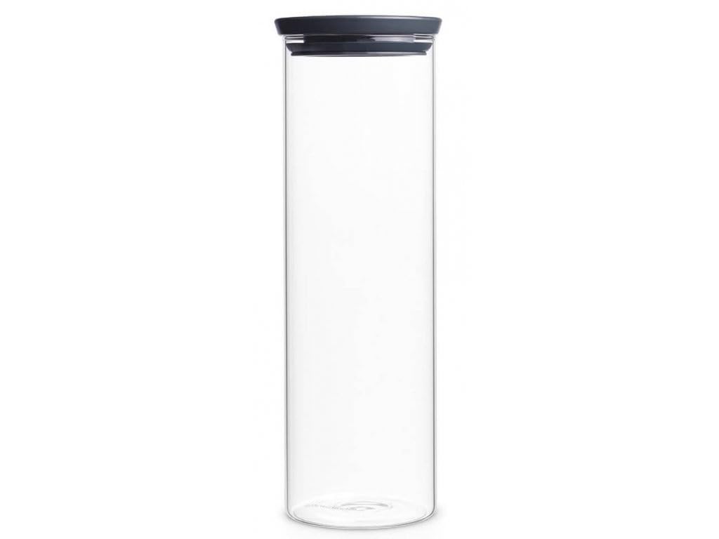 Brabantia 298240 Barattolo in Vetro Impilabile, Grigio Scuro, 1.9 L