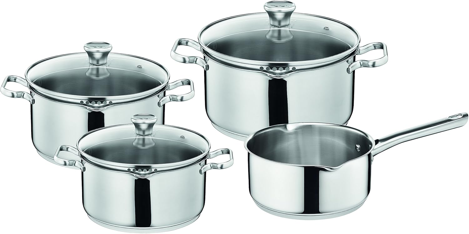 Tefal A705A835 Set 4 Pezzi + 3 Coperchi in Vetro, Argento - immagine 6