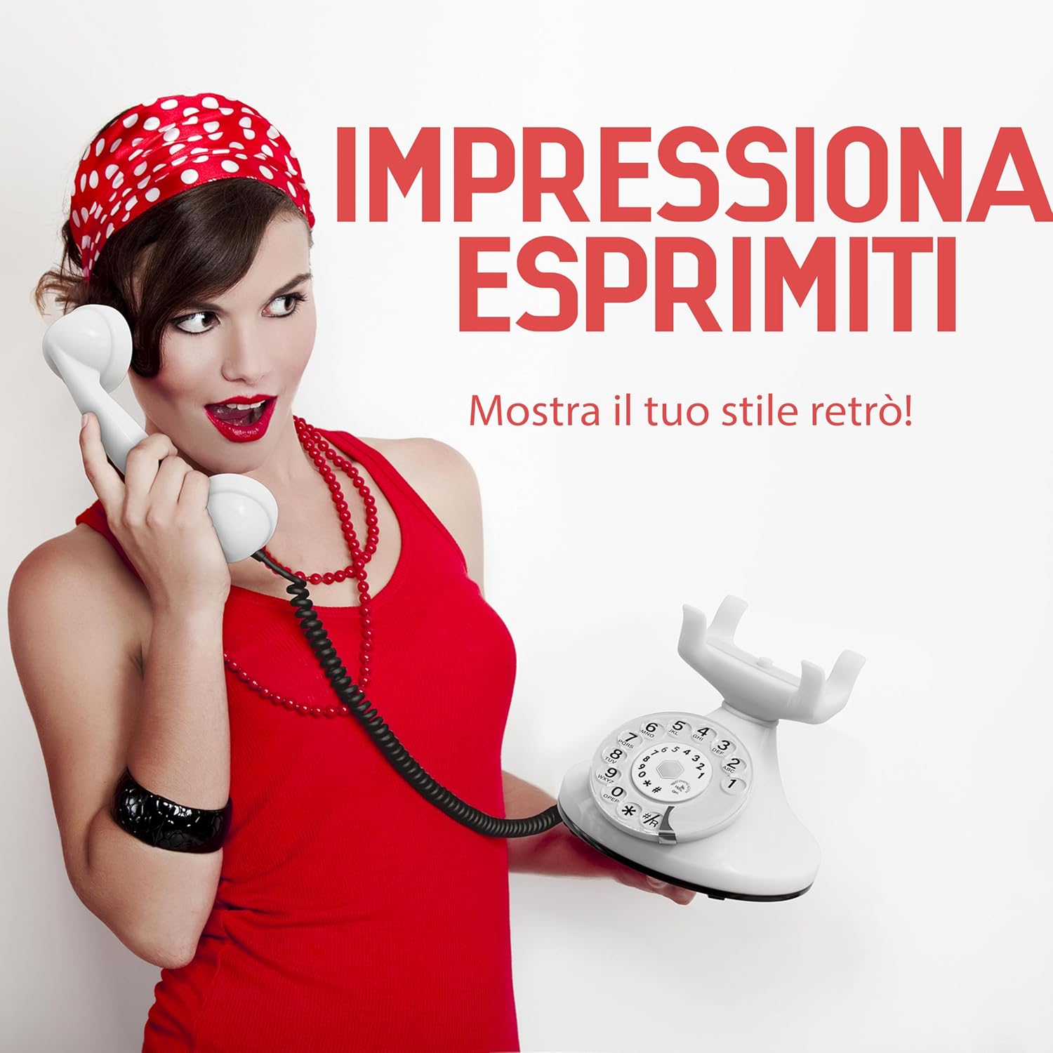 OPIS FunkyFon Cable - Telefono Fisso Vintage Bianco - immagine 2