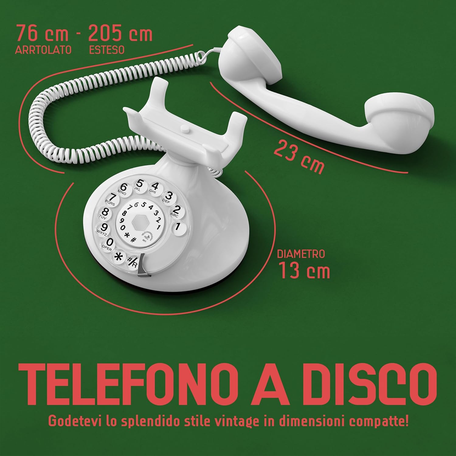 OPIS FunkyFon Cable - Telefono Fisso Vintage Bianco - immagine 3