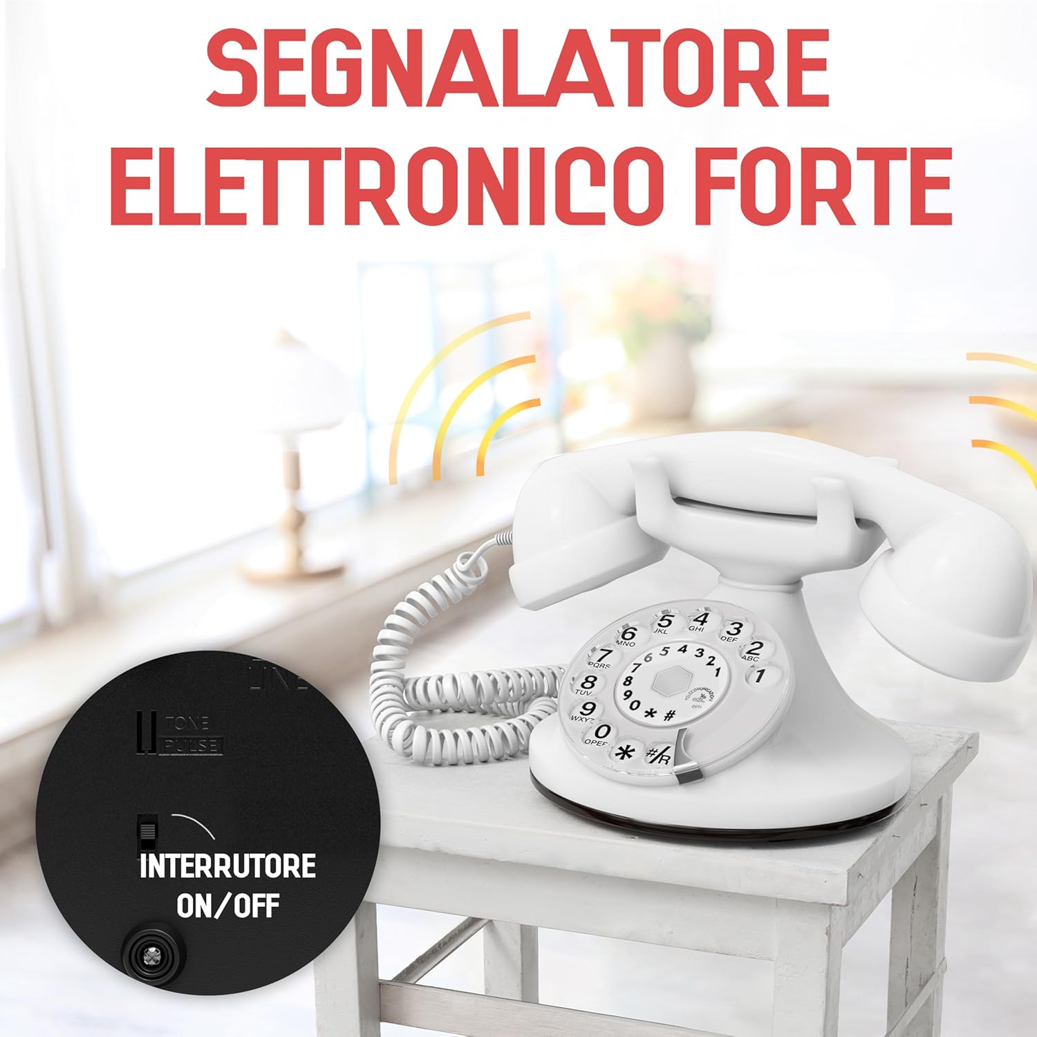 OPIS FunkyFon Cable - Telefono Fisso Vintage Bianco - immagine 4