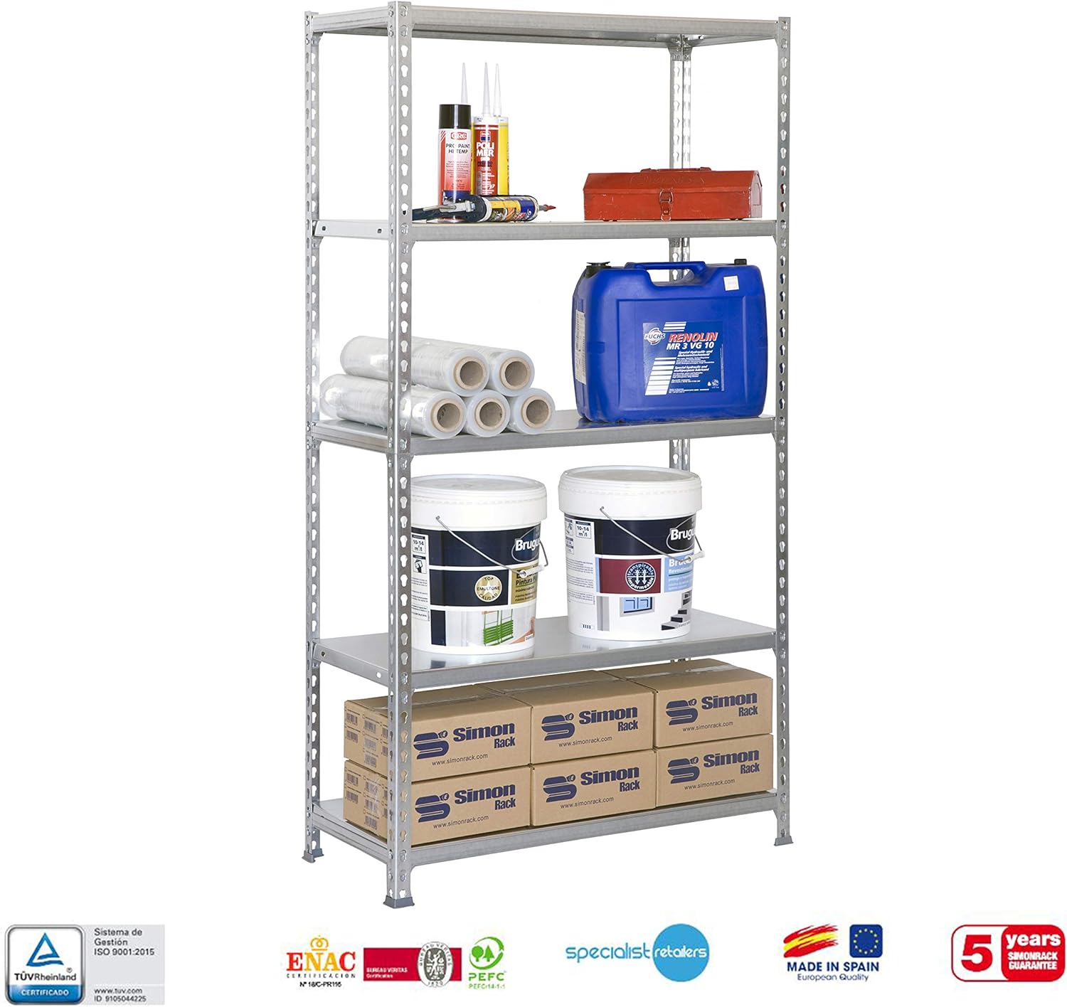 Simon Rack Scaffale Metallo Garage 5 Ripiani 180x90x40cm - immagine 10