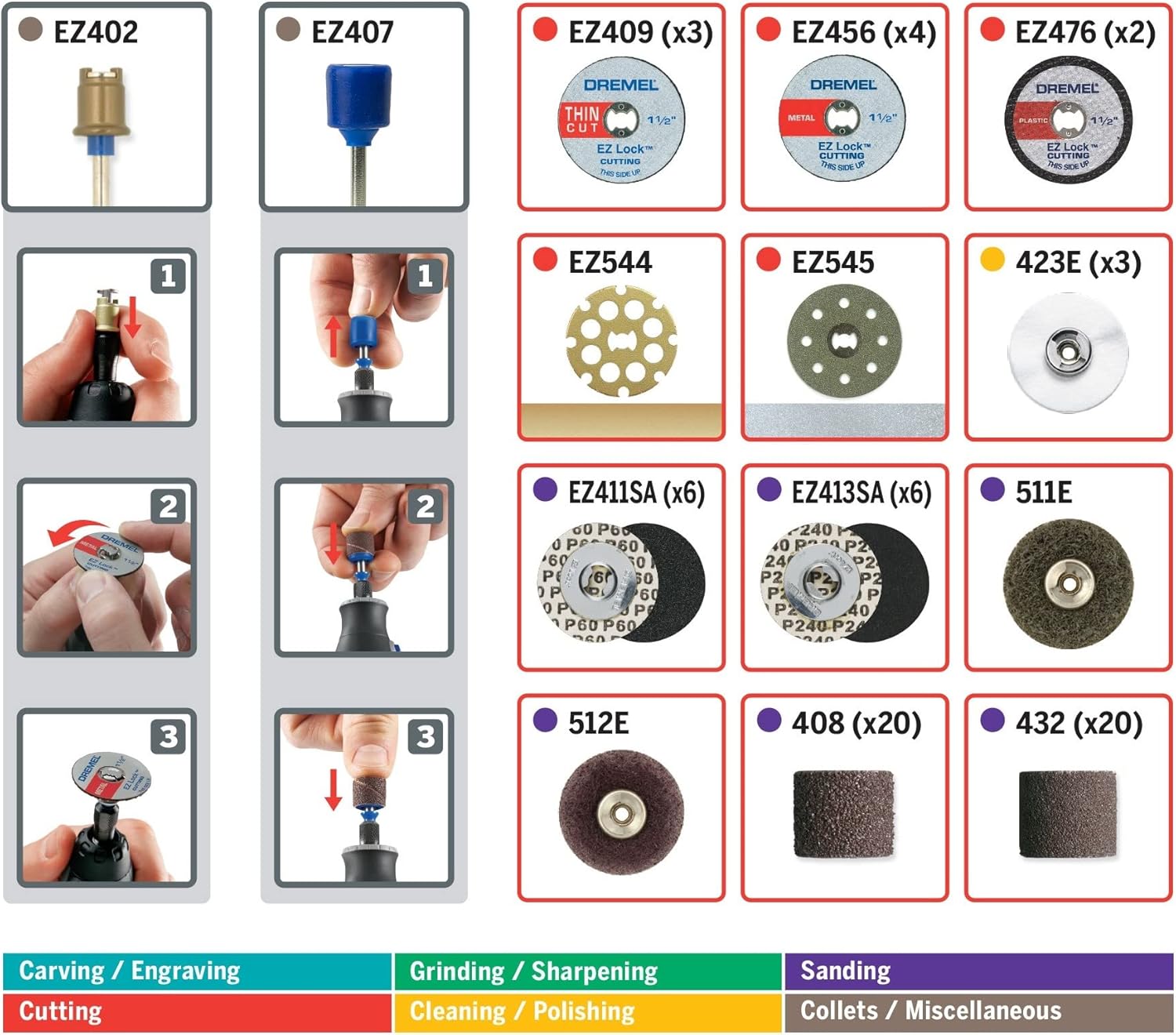 Dremel EZ725 all-purpose Accessory Storage kit, 70-piece - immagine 3