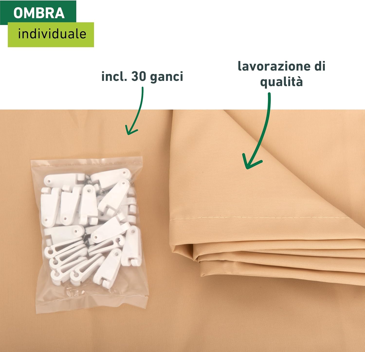 Windhager Tenda Vela Parasole 420x140cm, Beige - immagine 5