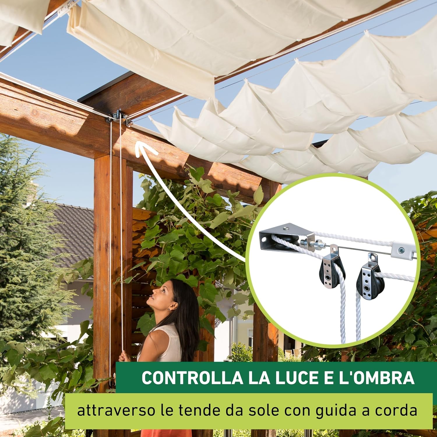 Windhager Tenda Vela Parasole 420x140cm, Beige - immagine 6