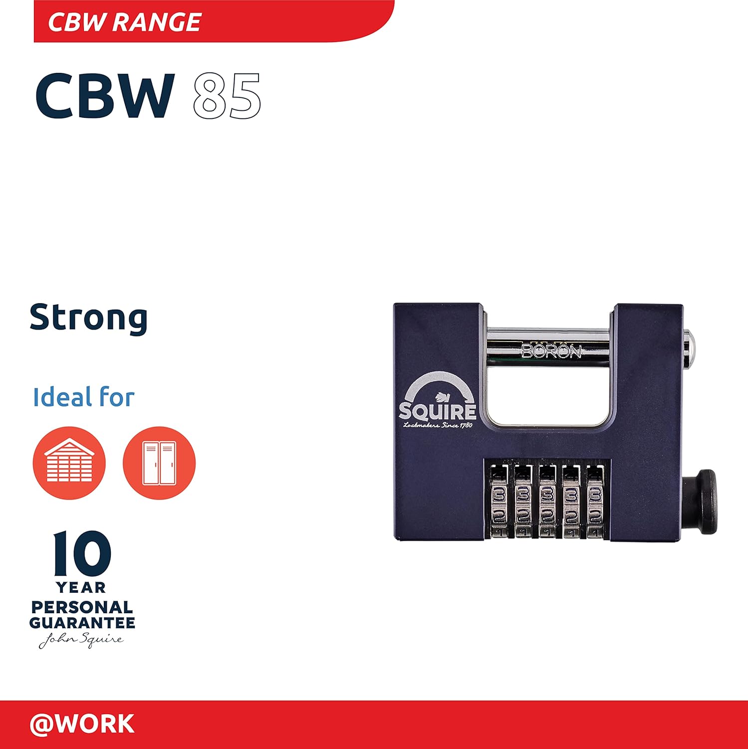 Squire Lucchetto Pesante CBW85 a Combinazione 5 Ruote, Blu - immagine 4