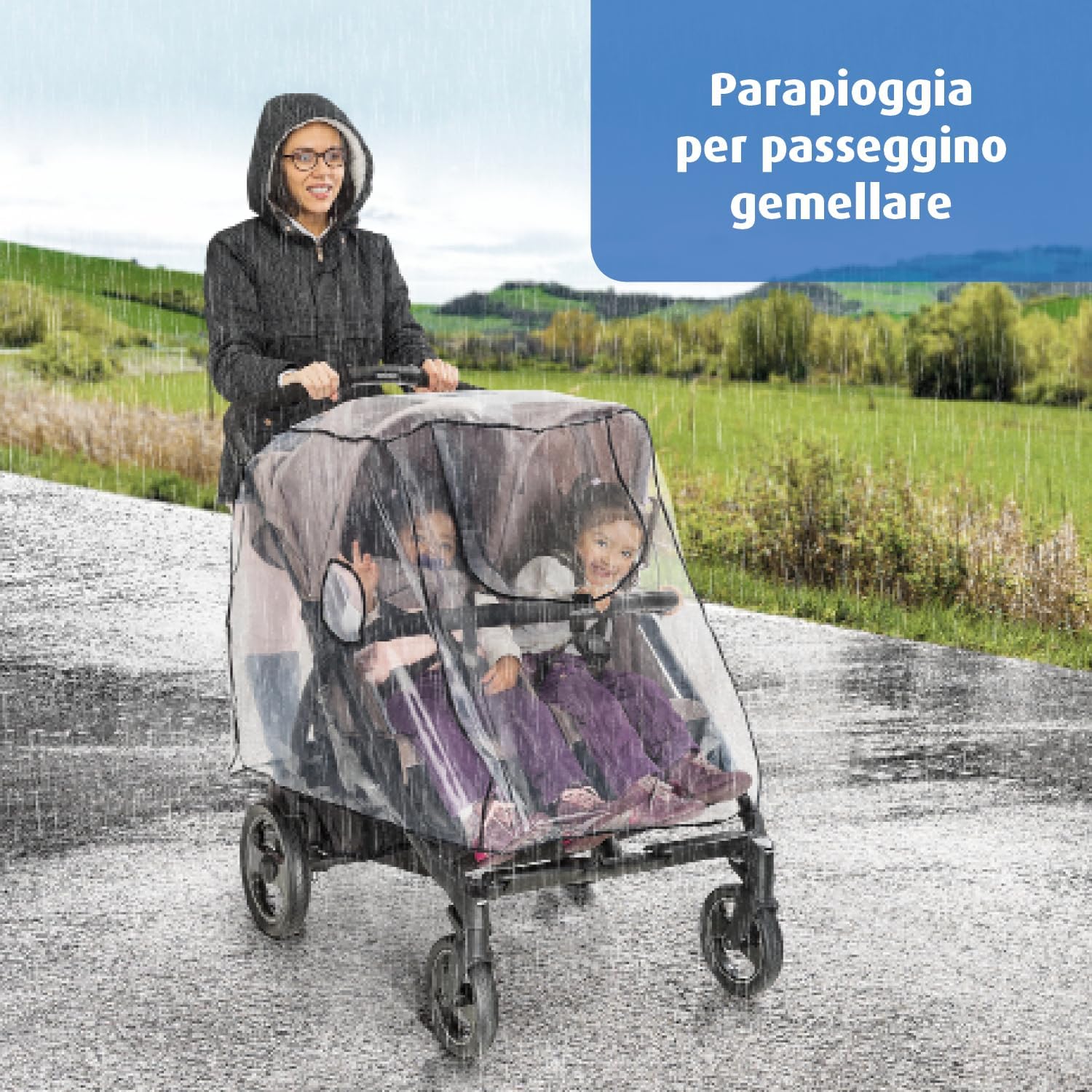 Reer PEVA - Parapioggia per Passeggini Gemellari - immagine 2