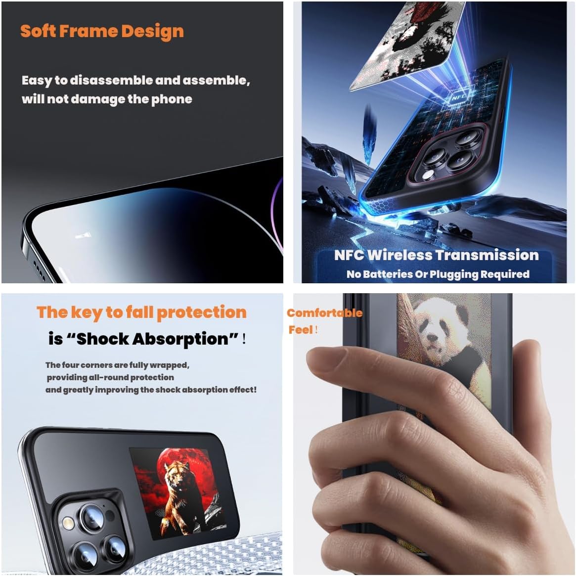 Custodia iPhone 16 con Schermo e-Ink 4 Colori, Nero - immagine 3