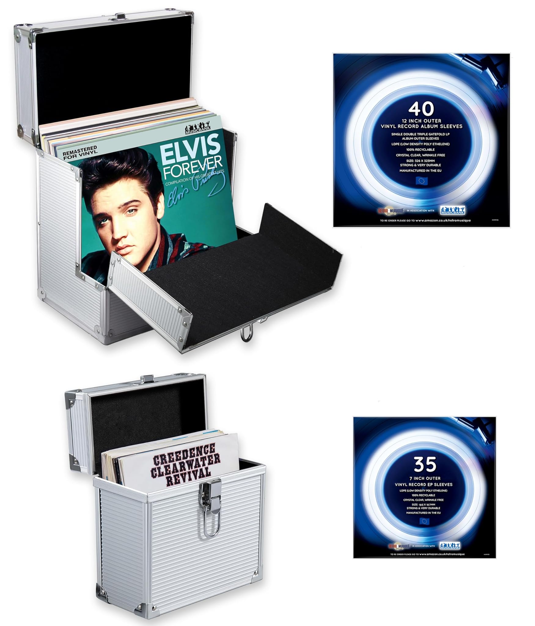 Retro musique Custodia Alluminio per Dischi Vinile 30,5cm