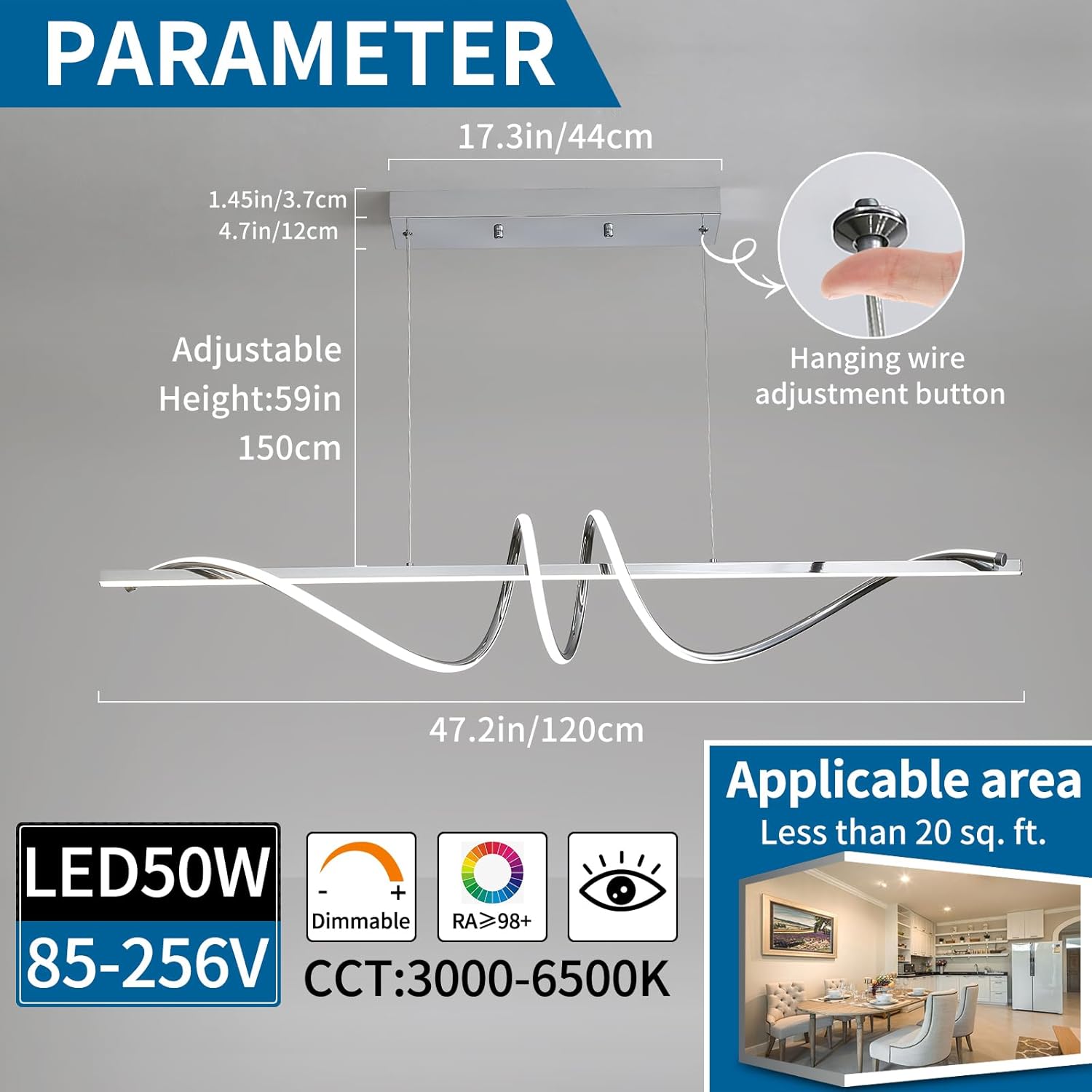 Mikeru Illuminazione a Sospensione a Spirale 120cm - immagine 2