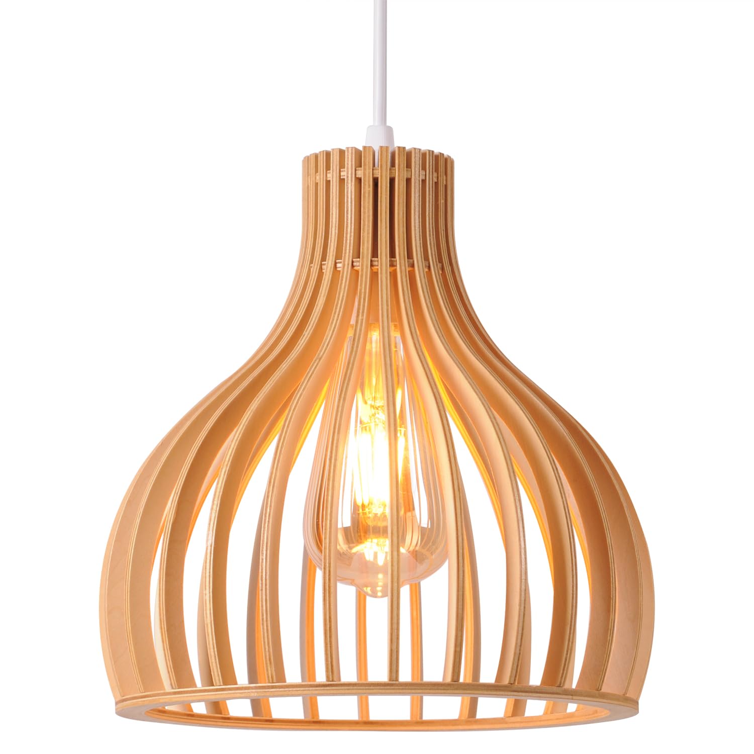 Awekliy Lampadario Vintage Legno E27 60W, Ø 23 cm