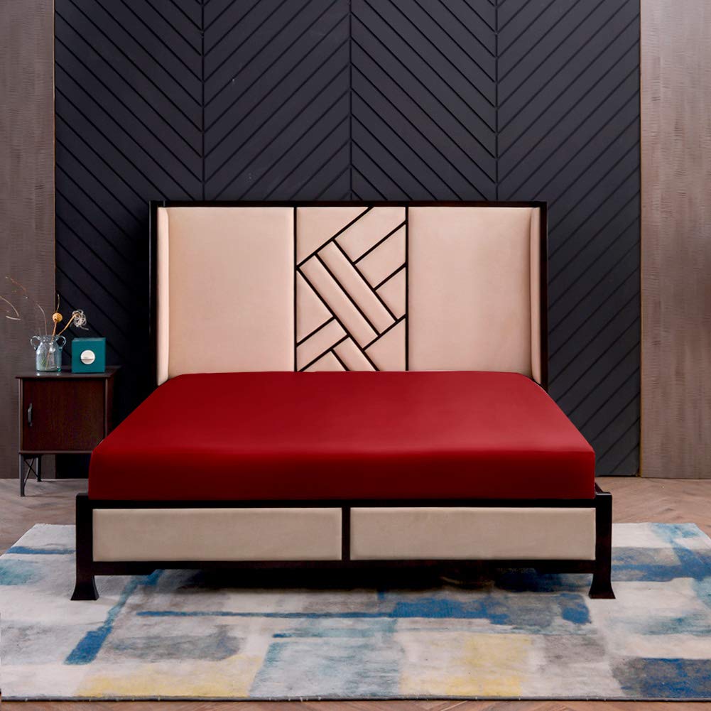 THXSILK Lenzuolo con Angoli in Seta 19 Momme, Rosso