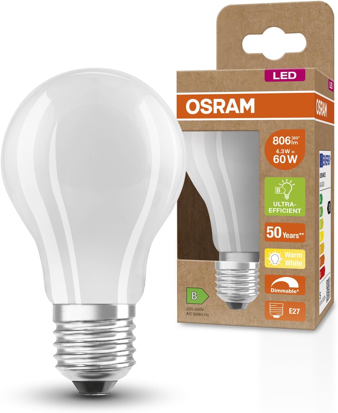 Osram SUPERSTAR+ CLASSIC A GLFR 60 - Lampada LED E27