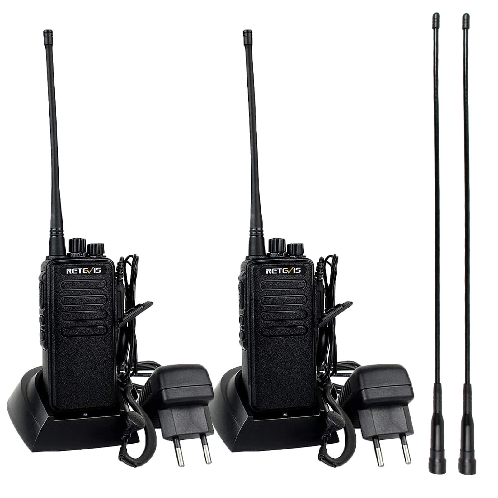 Retevis RT1 Walkie Talkie Professionali 3000mA, Nero (2 Pezzi)