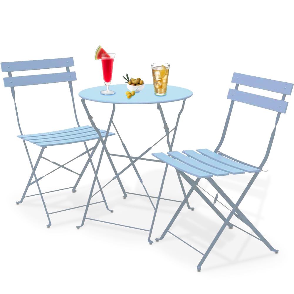 Shally Dogan Set 3 Pezzi da Giardino Pieghevole, Azzurro
