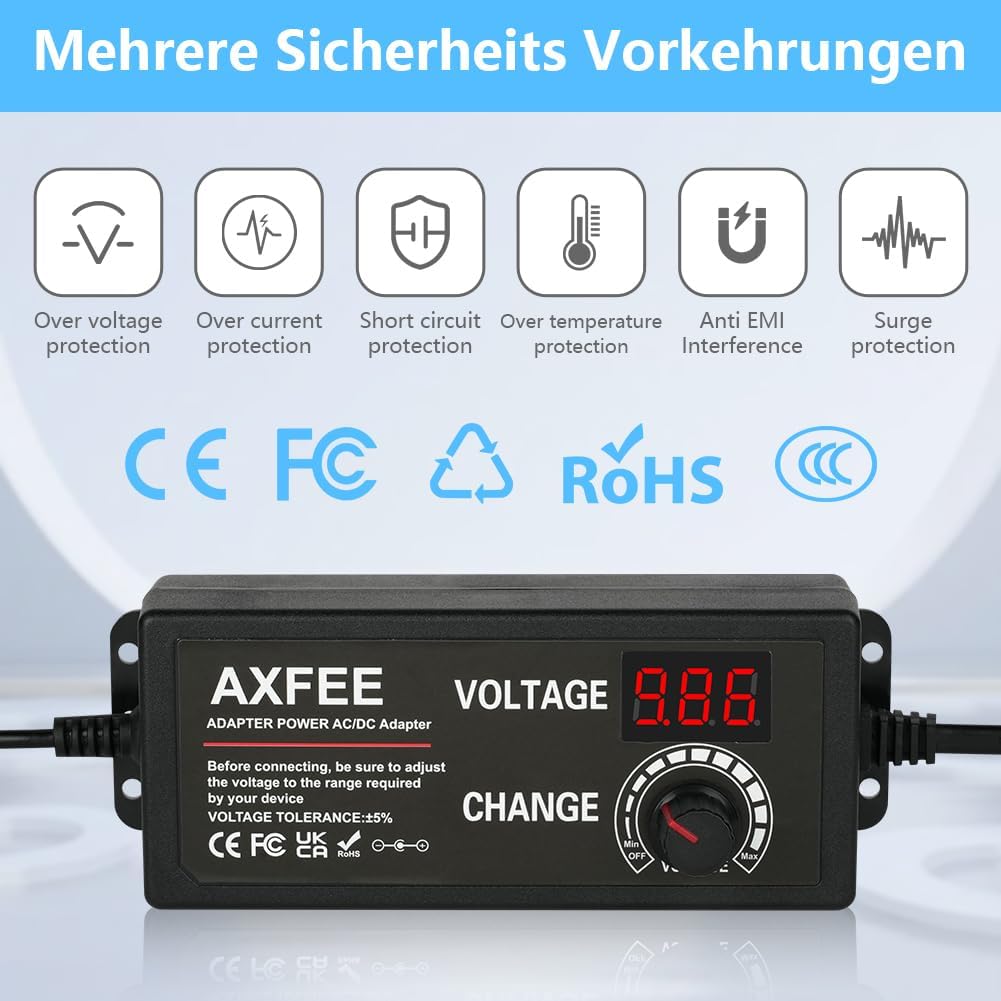 Axfee Adattatore Alimentazione DC Universale 72W - immagine 5