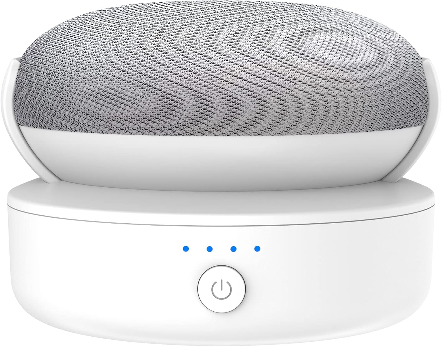 PlusAcc Base per batteria compatibile con Google Nest Mini - Accessorio per supporto per batteria da esterno portatile per cucina e giardino, alimentatore 9 ore di riproduzione (Bianco) - immagine 1