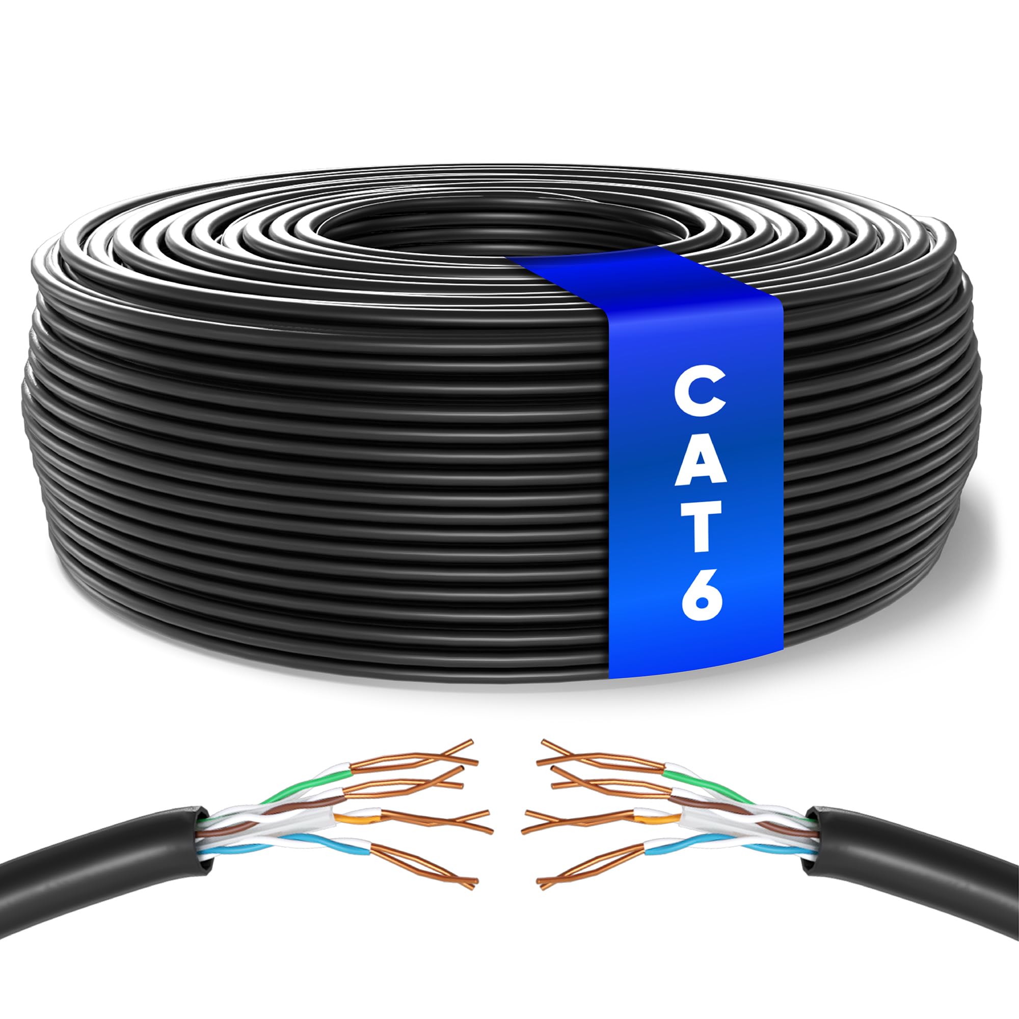Mr. Tronic Cavo Ethernet Cat 6 Bulk 100m, Nero