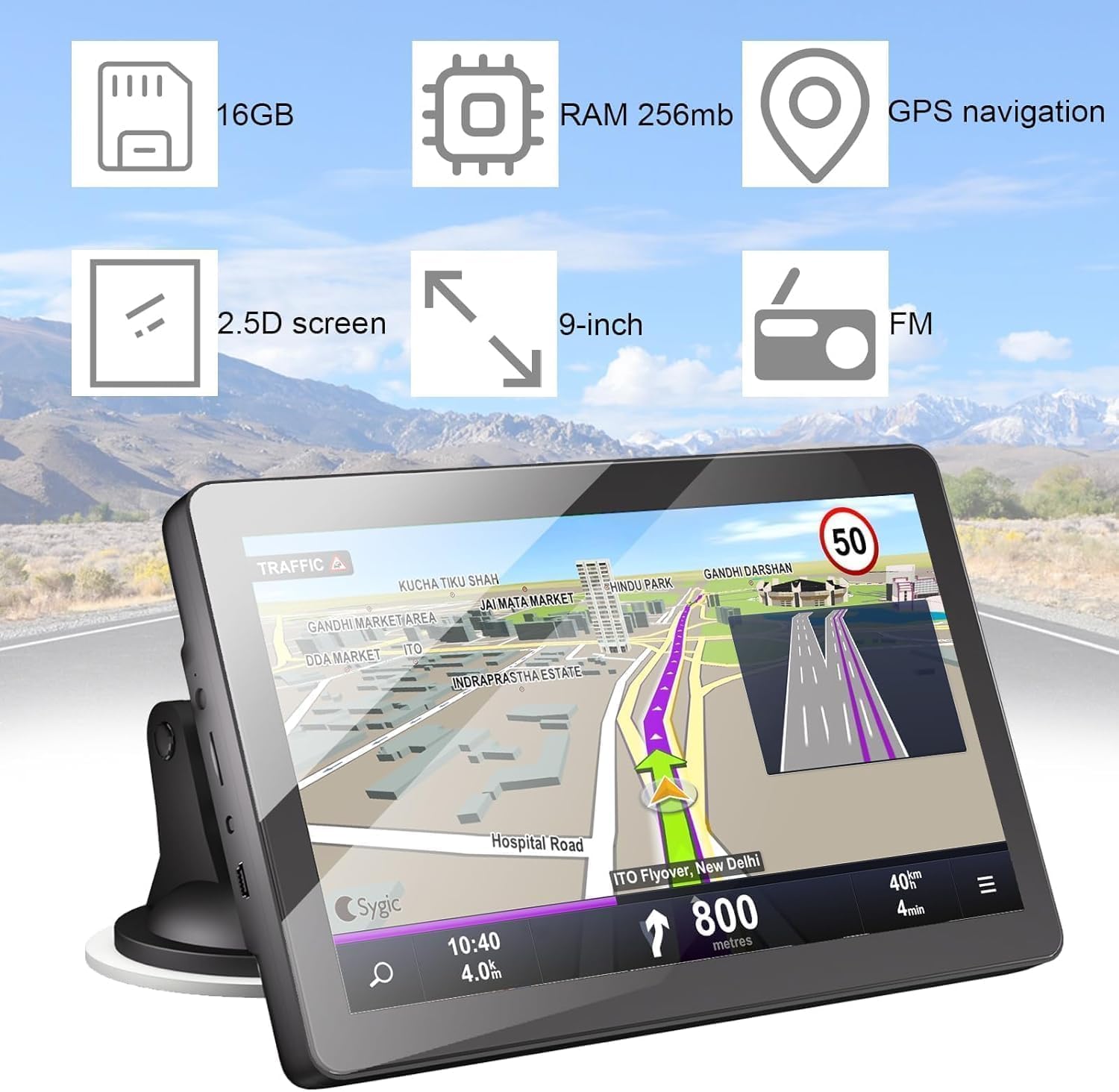 Navigatore Satellitare GPS 9 Pollici Touchscreen 8GB+256MB - immagine 2