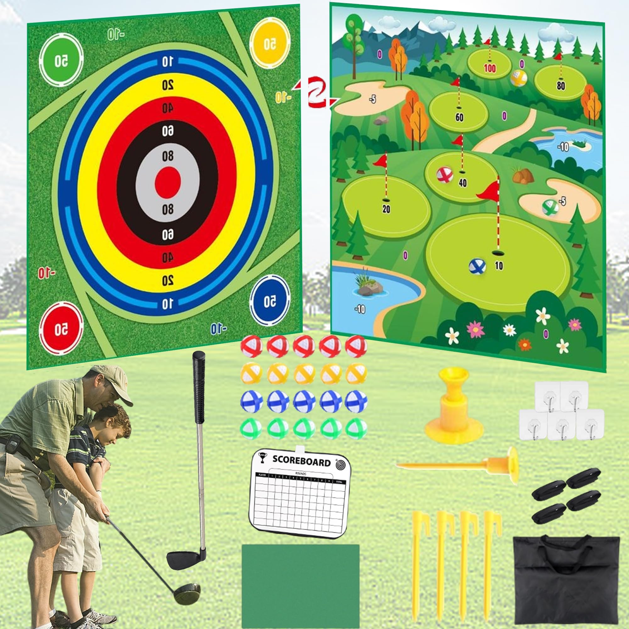 SYXLS Golf Game Set - Tappetino da Golf Doppia Faccia