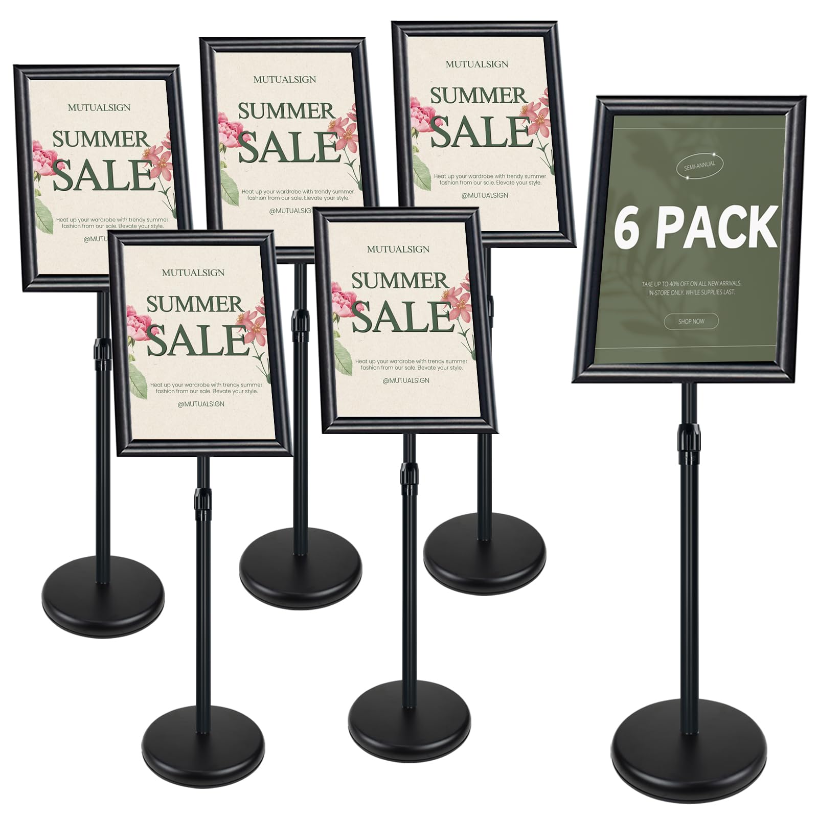 Mutualsign Supporti per Cartelli A3 Autoportanti, Nero (6 pz)