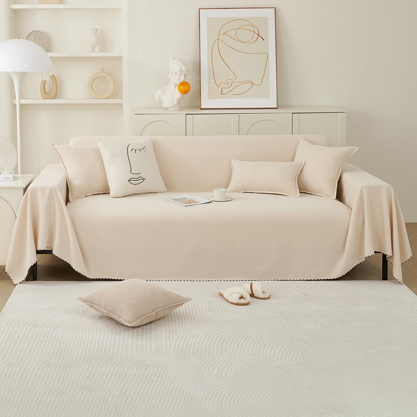 Copridivano Antiscivolo Elasticizzato 180x420cm, Beige