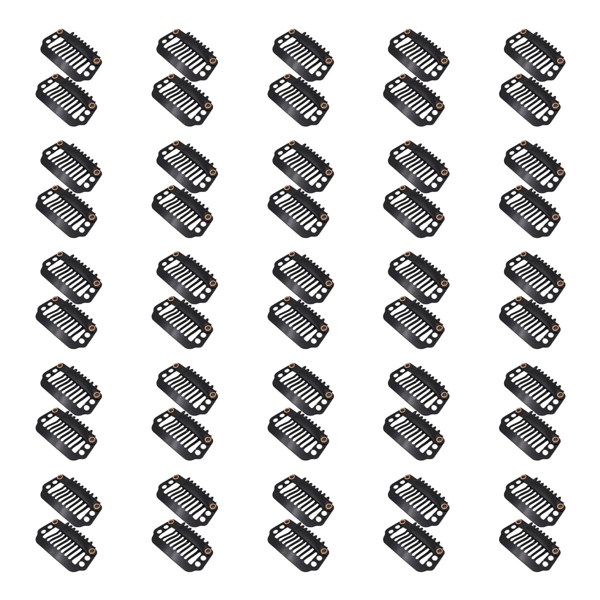 50 Pezzi Clip per Estensione dei Capelli 28mm 8 Denti Clip per Parrucca Fermagli per Capelli a Scatto in Metallo con Retro in Gomma in Silicone per Parrucche Accessori per Parrucchieri