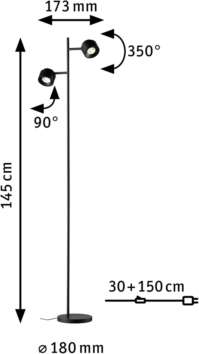 Paulmann 79775 Piantana LED Puric Pane 2x300lm, Nera - immagine 11