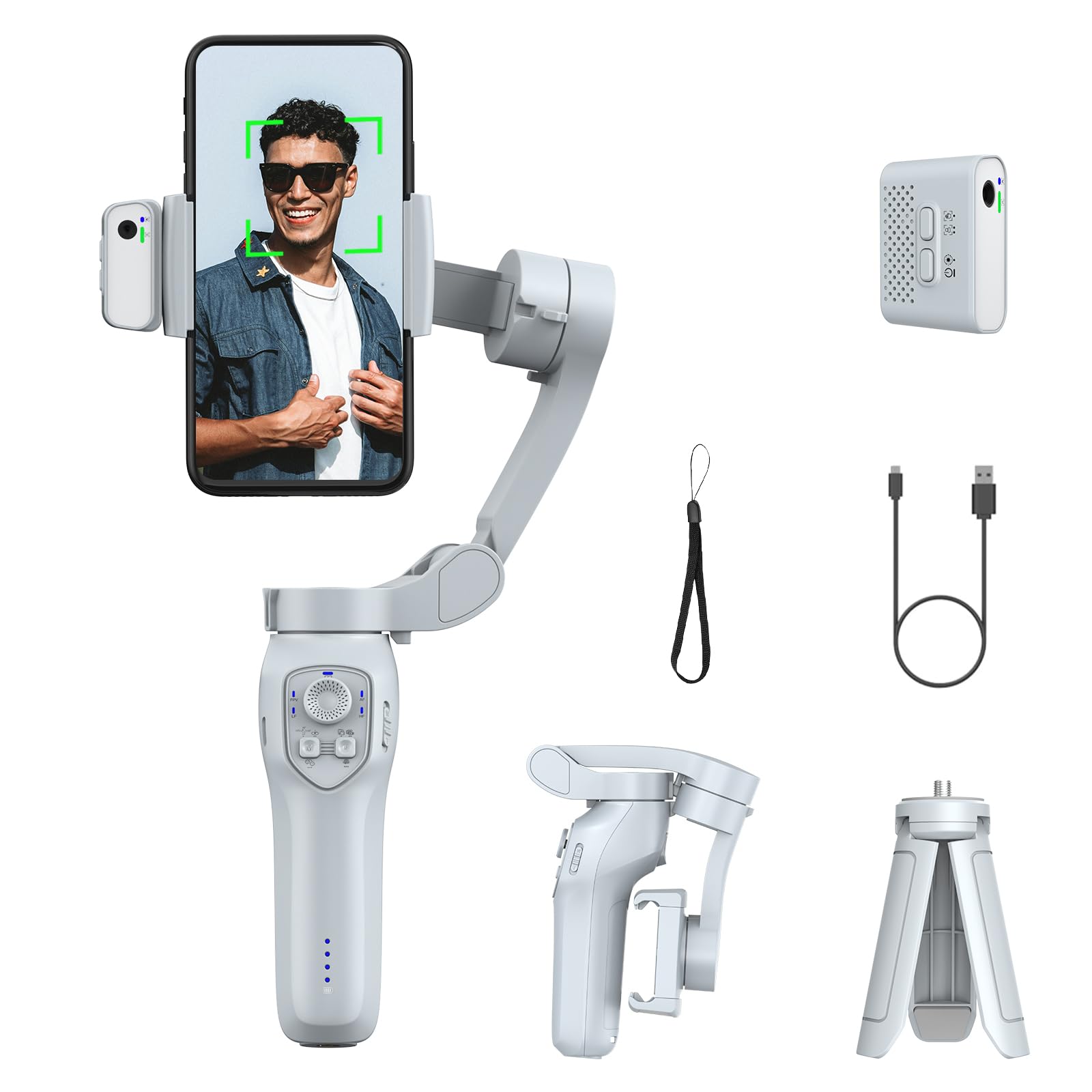 Stabilizzatore Smartphone 3 Assi con Treppiede e Microfono