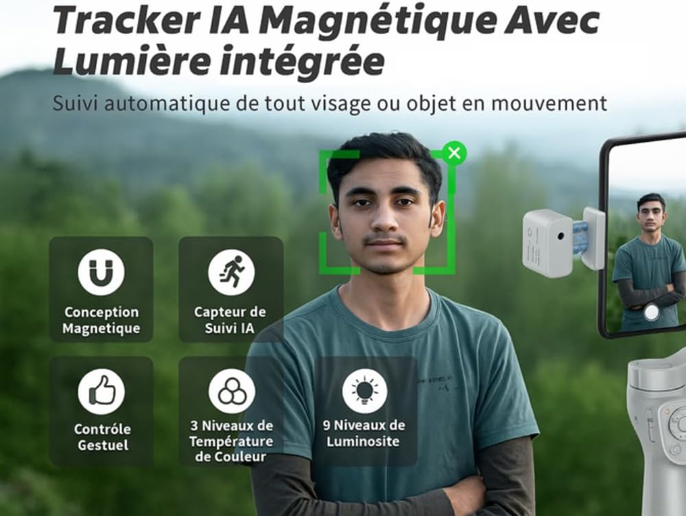 Stabilizzatore Smartphone 3 Assi con Treppiede e Microfono - immagine 3