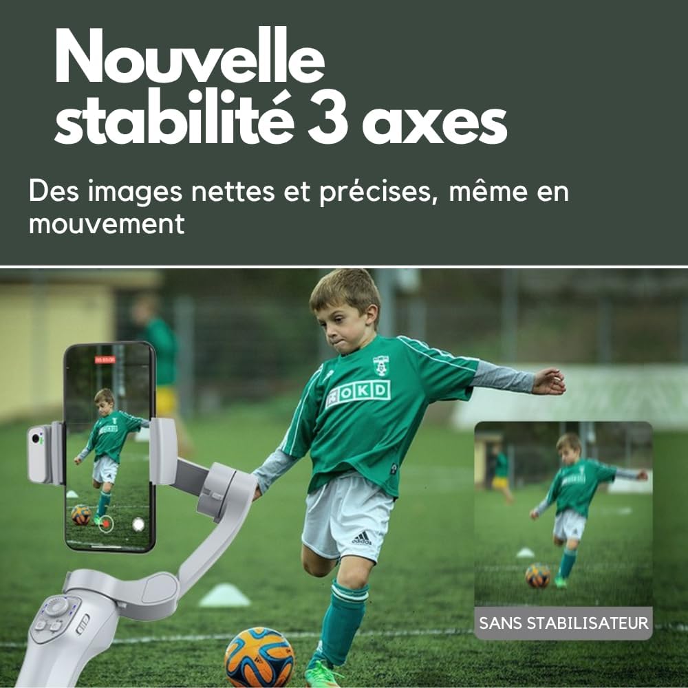 Stabilizzatore Smartphone 3 Assi con Treppiede e Microfono - immagine 8