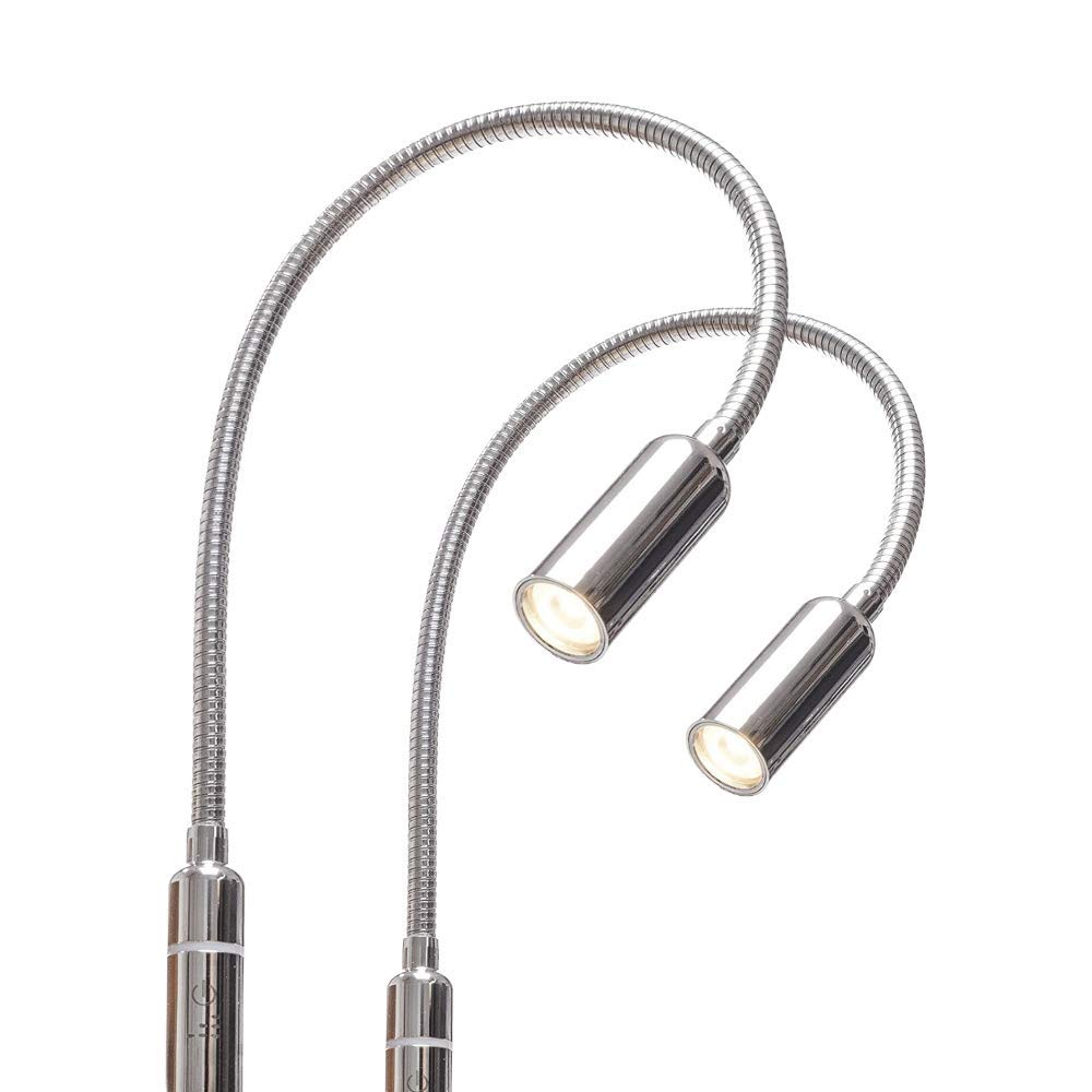 Lampada da Letto LED 3W Dimmerabile, Cromato (Set 2 pezzi)