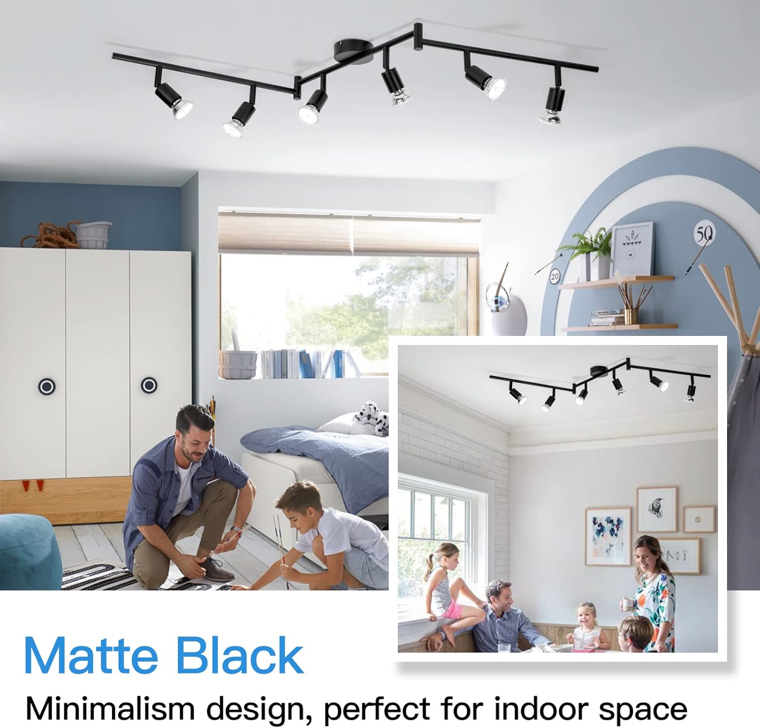 Wowatt Faretti LED da Soffitto Orientabili 6 Luci GU10, Nero - immagine 3