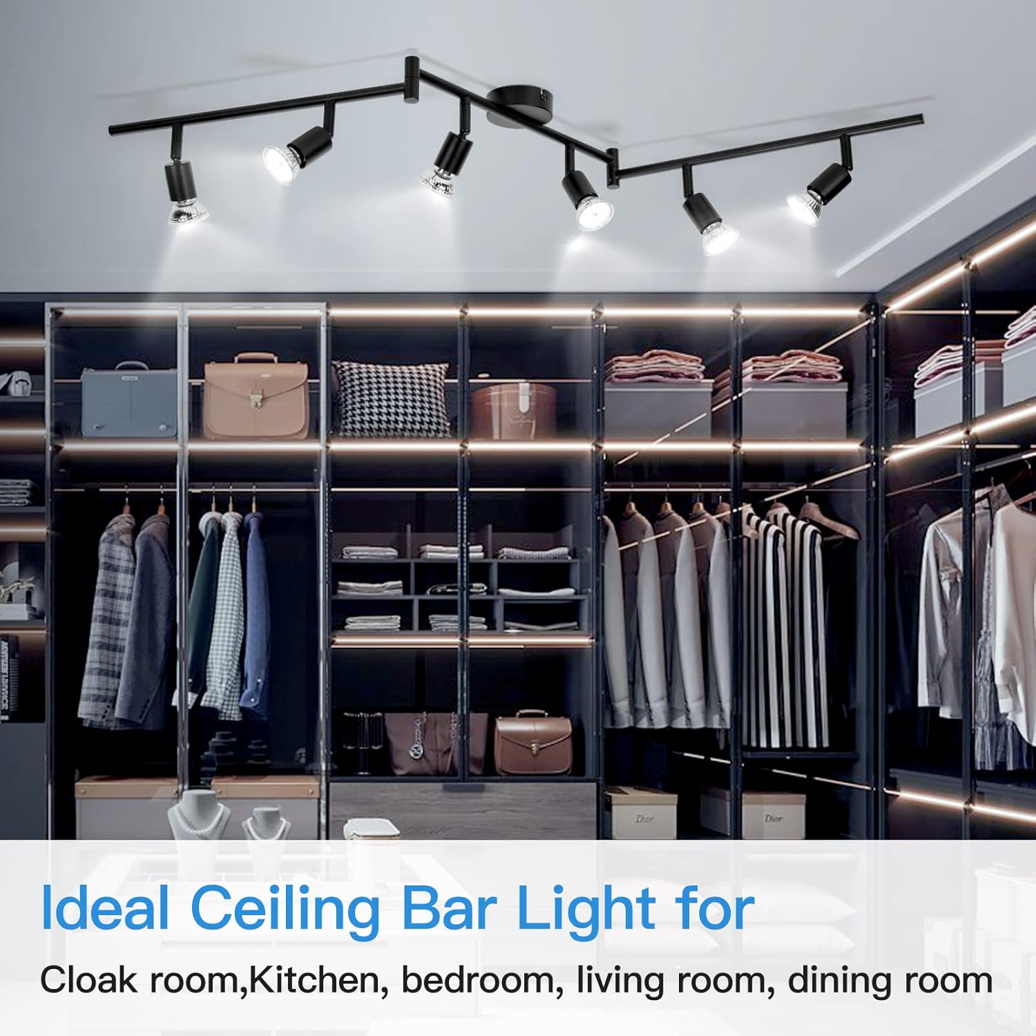 Wowatt Faretti LED da Soffitto Orientabili 6 Luci GU10, Nero - immagine 5