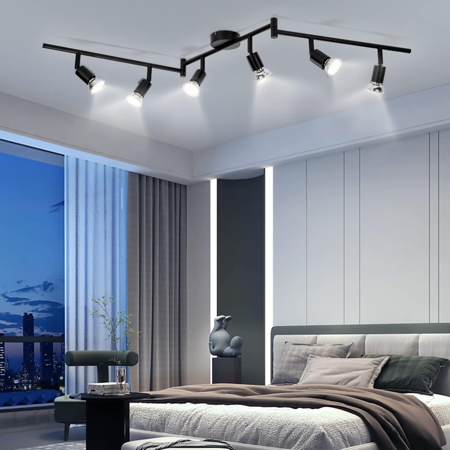 Wowatt Faretti LED da Soffitto Orientabili 6 Luci GU10, Nero - immagine 8