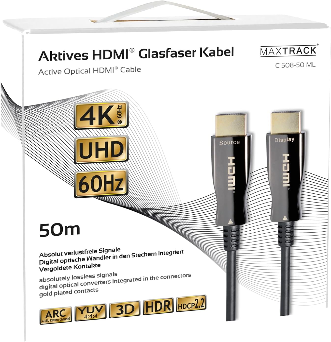 Transmedia Maxtrack Cavo Fibra Ottica HDMI® Attivo 50m | Velz