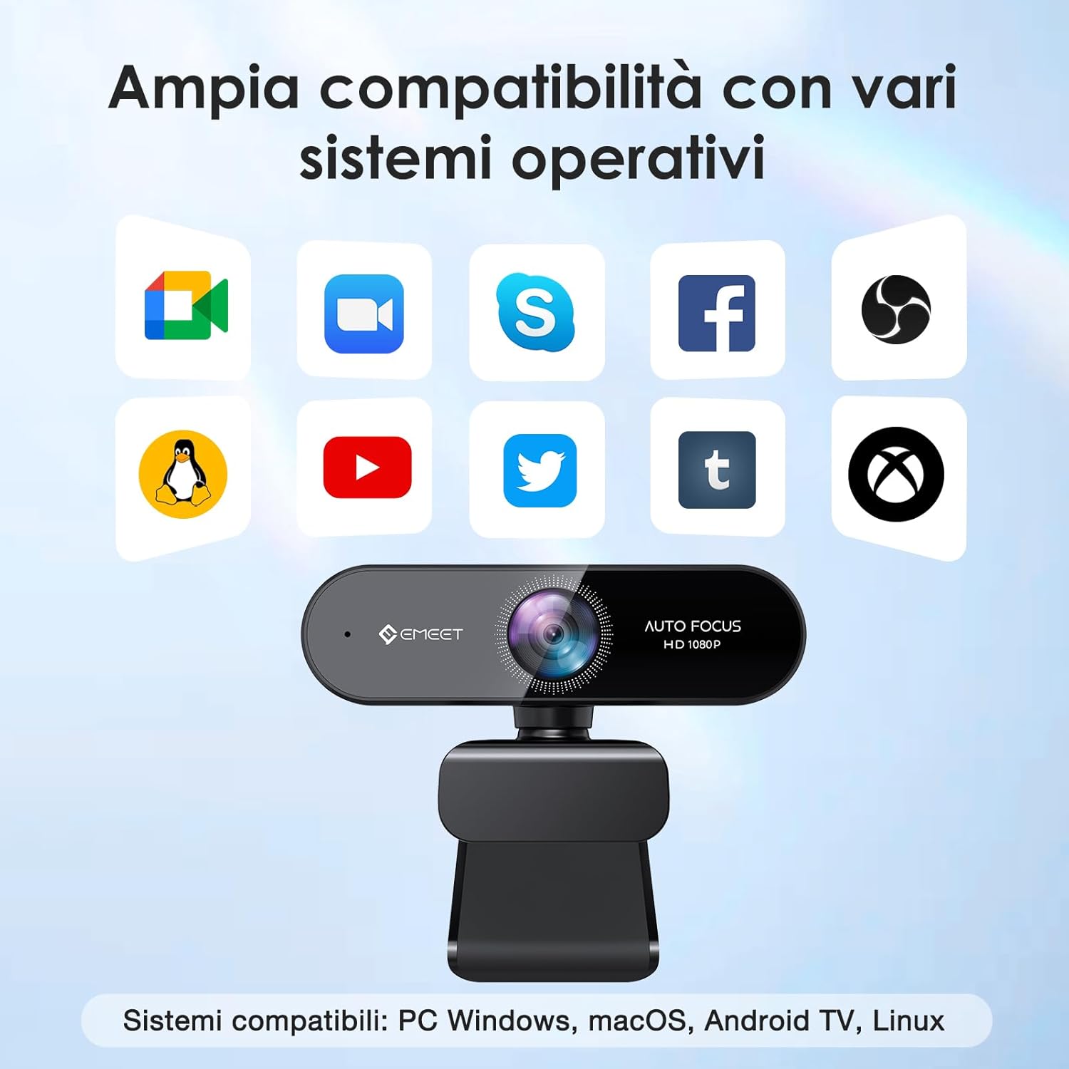 Emeet 1080P Webcam NOVA Full HD con Autofocus - immagine 9