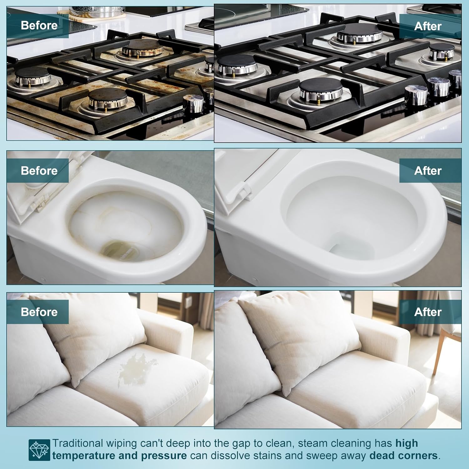 Pulitore a Vapore Portatile 1050W Multiuso - immagine 6