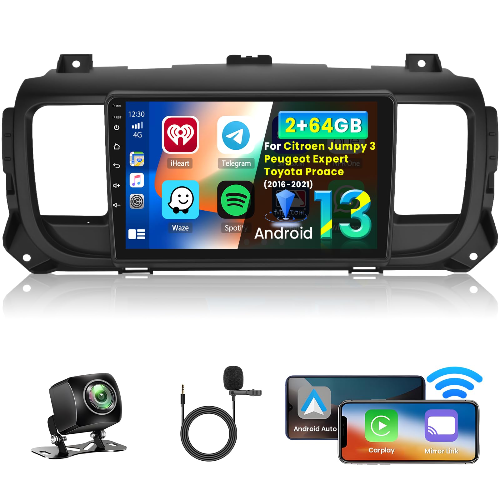 Inefala Autoradio Android per Citroen Jumpy 3/Peugeot Expert