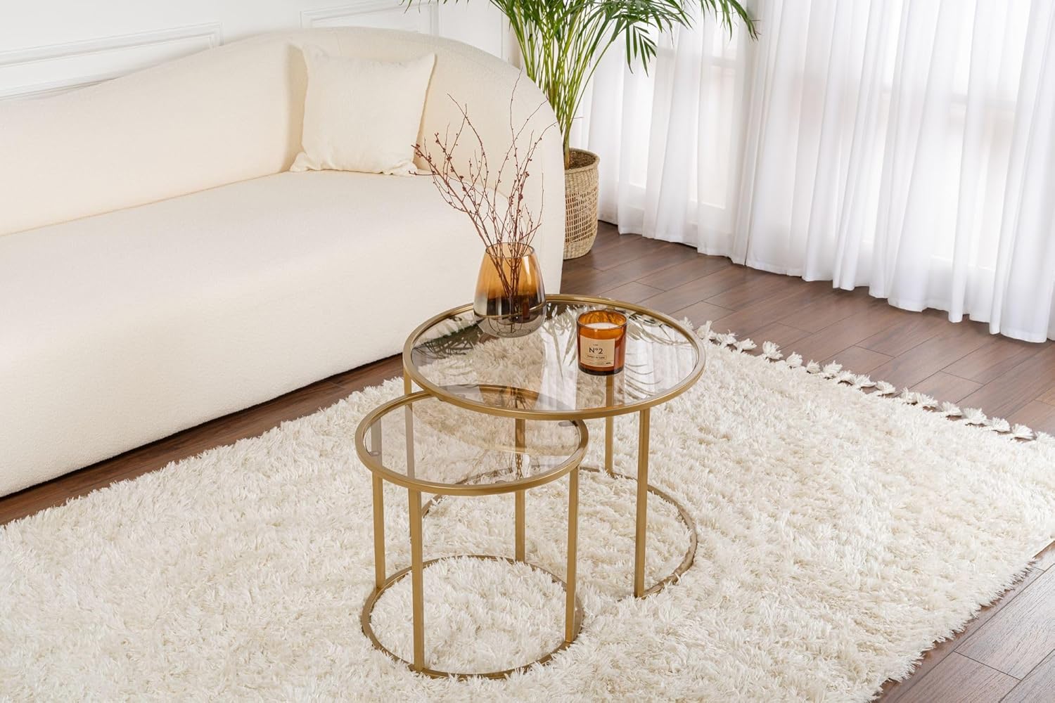 Hanah Home Elegant Coffee Table Set (2 pezzi), Oro e Bronzo - immagine 1