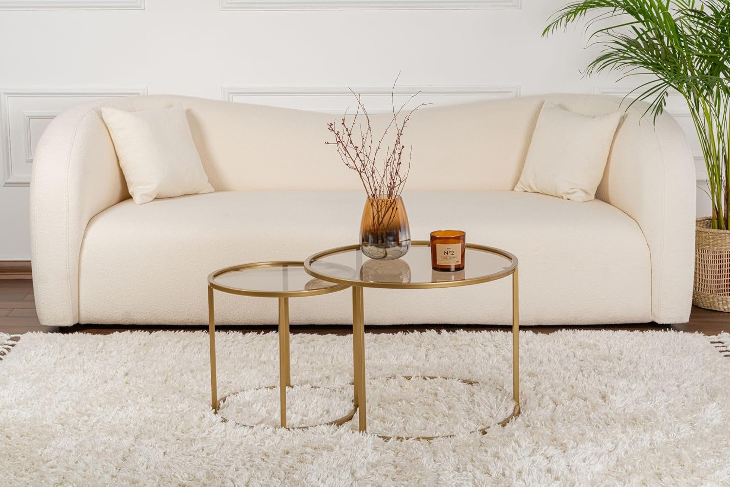 Hanah Home Elegant Coffee Table Set (2 pezzi), Oro e Bronzo - immagine 2