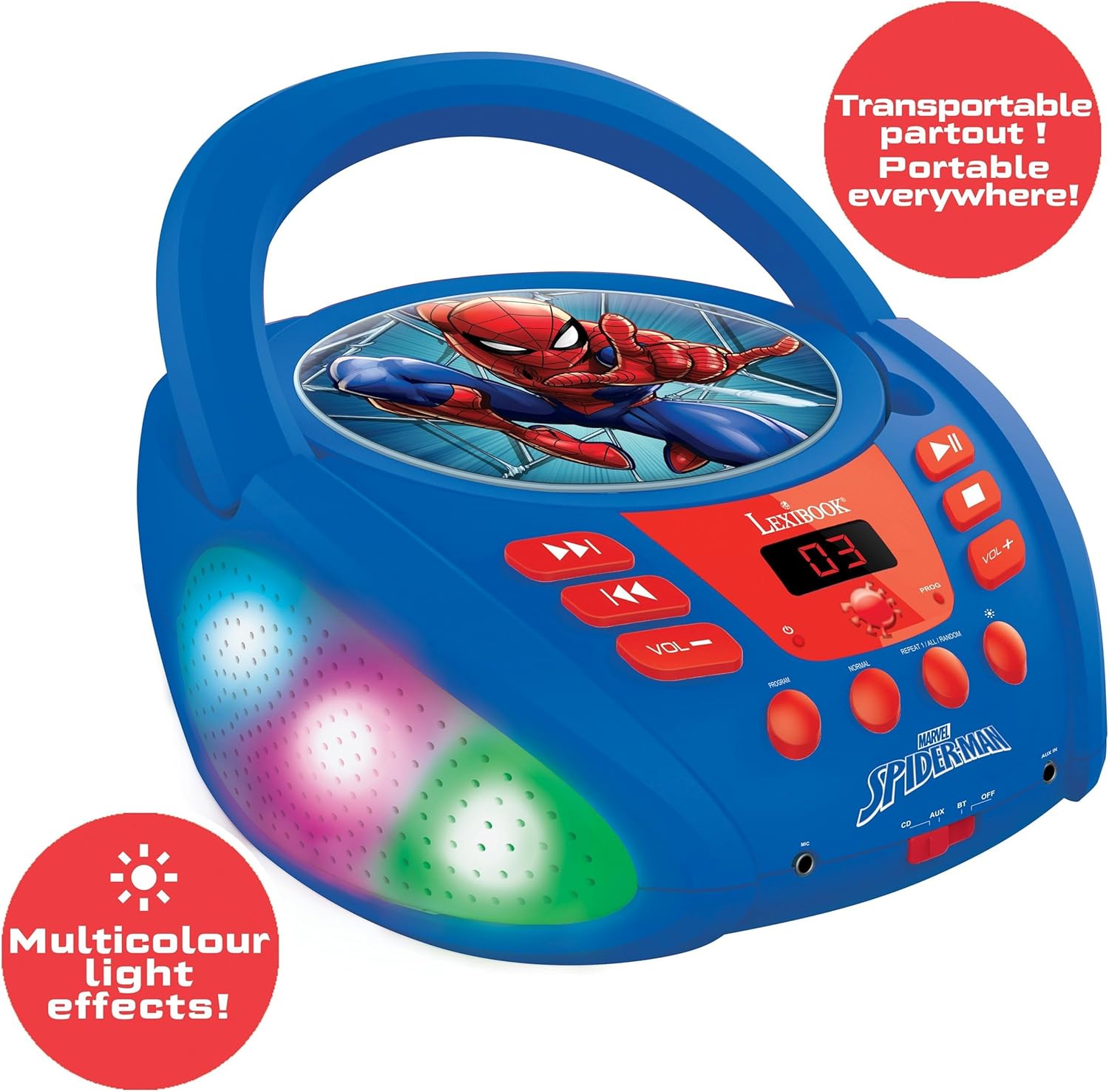 Lexibook Marvel Uomo Ragno - Lettore CD Bluetooth per Bambini - immagine 3