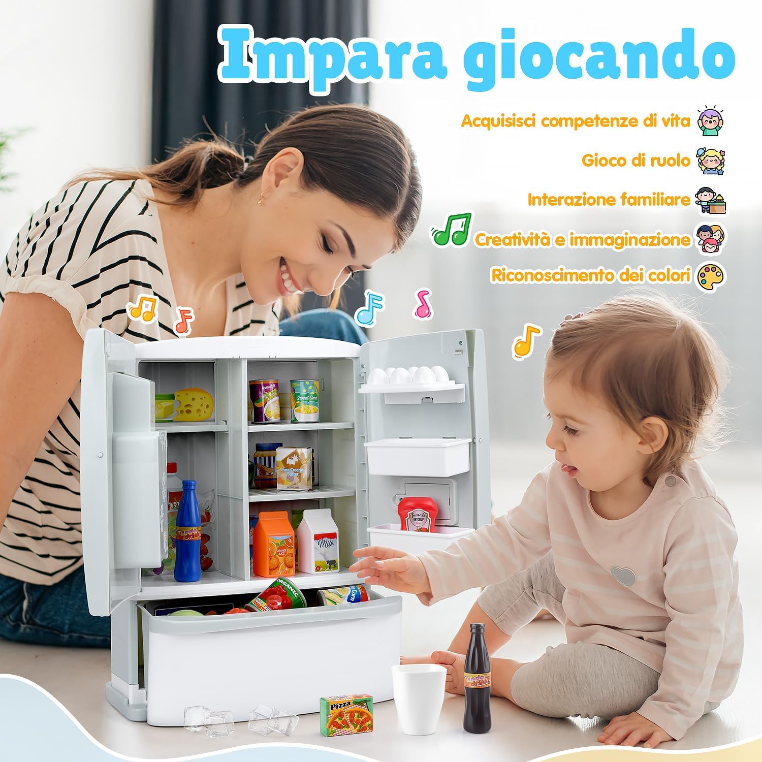 Play Frigorifero Giocattolo con Accessori, Bianco - immagine 7