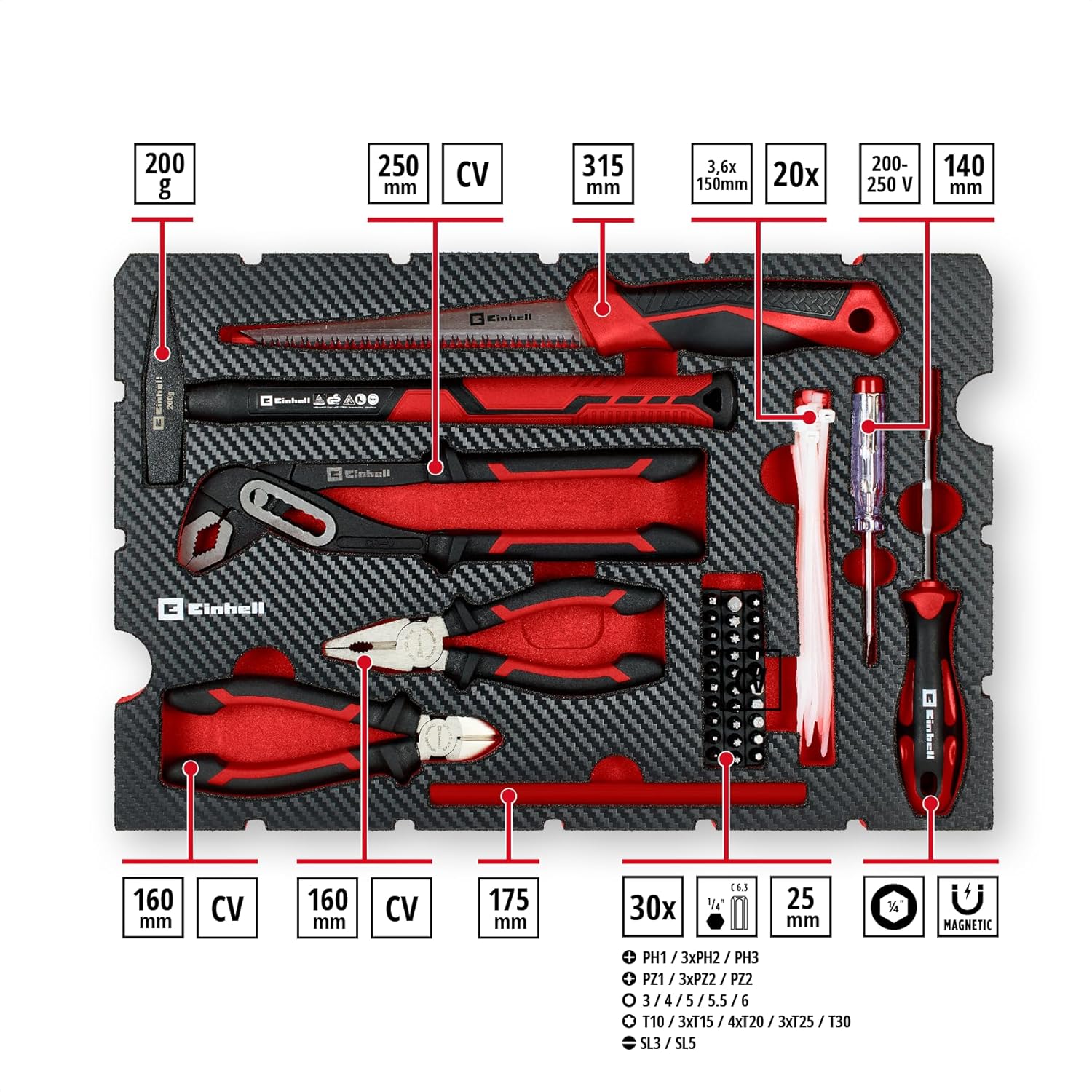Originale Einhell Valigetta Attrezzi Ristrutturazione E-Case 78 pz - immagine 2