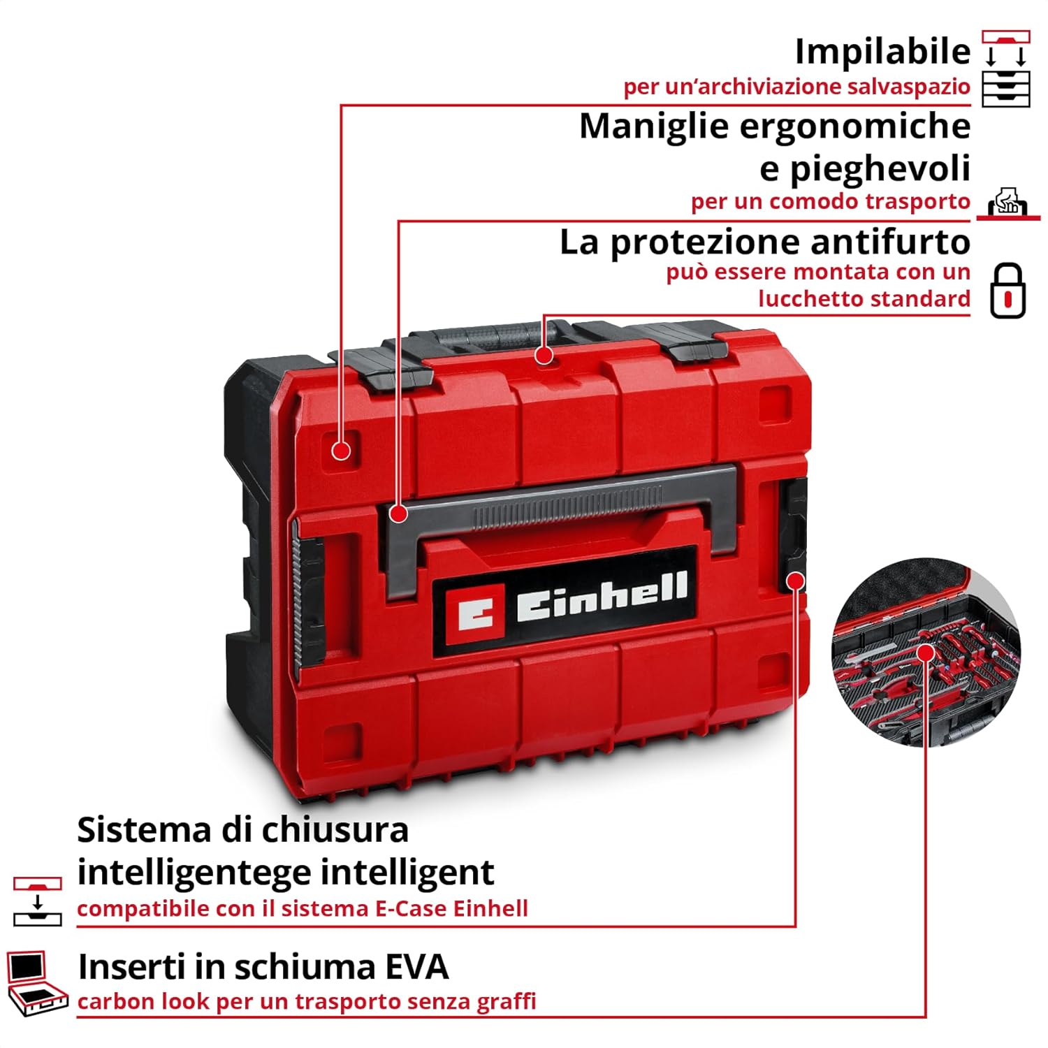 Originale Einhell Valigetta Attrezzi Ristrutturazione E-Case 78 pz - immagine 4