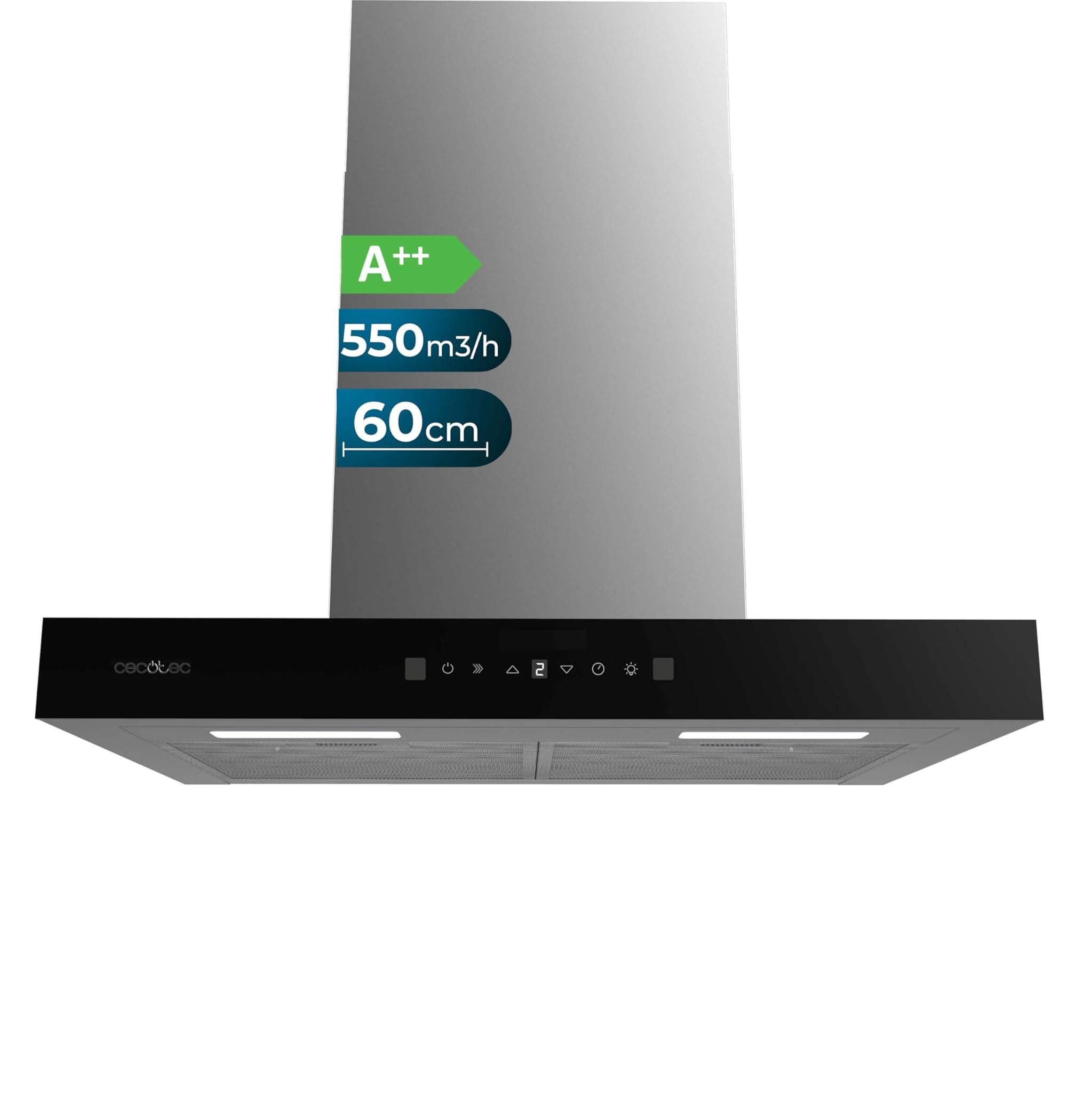 Cecotec Cappa Aspirante 60 cm Flux TT 605500 Glass Black A++